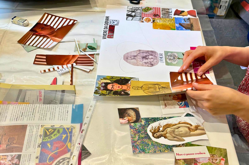 Laboratorio creativo al Polispecialistico Paradiso: collage artistico con immagini e parole per stimolare immaginazione e emozioni